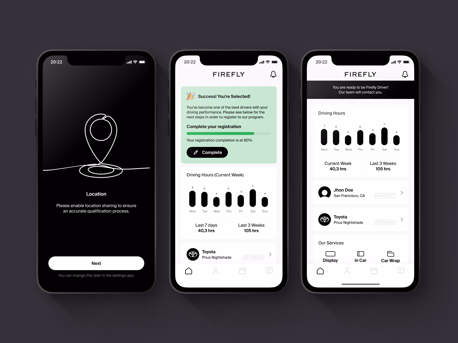 Location permission, success and home screens