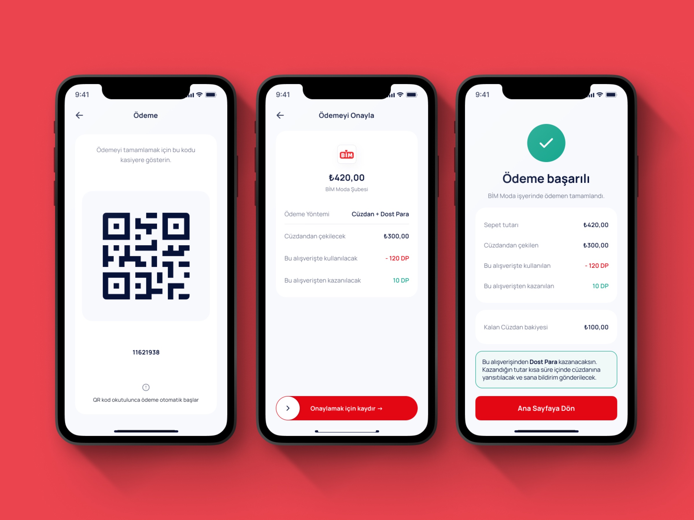 In-store QR payment combining wallet and points