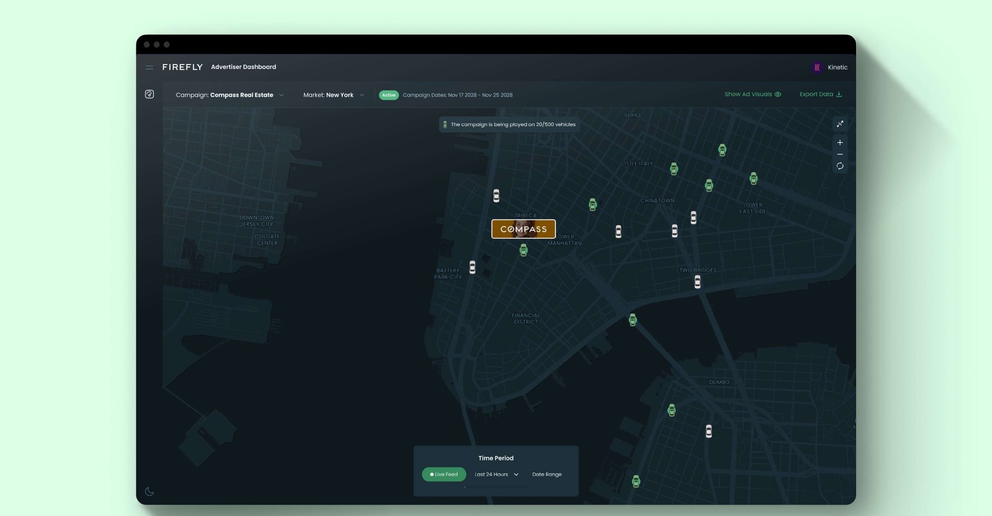 Advertiser dashboard live feed