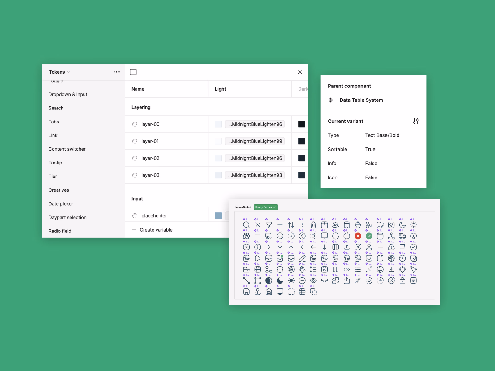 Design tokens and components