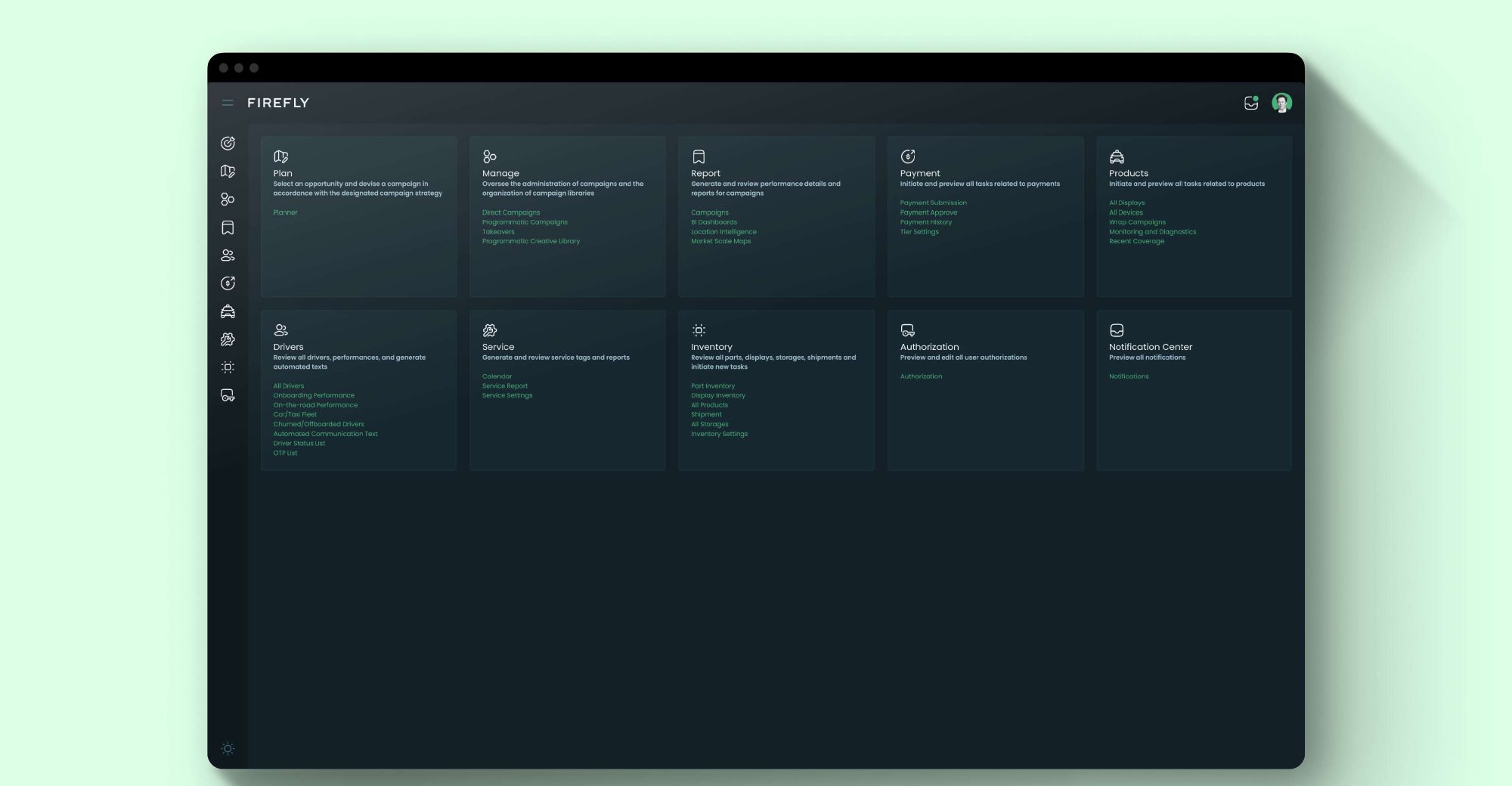 New landing page with service cards