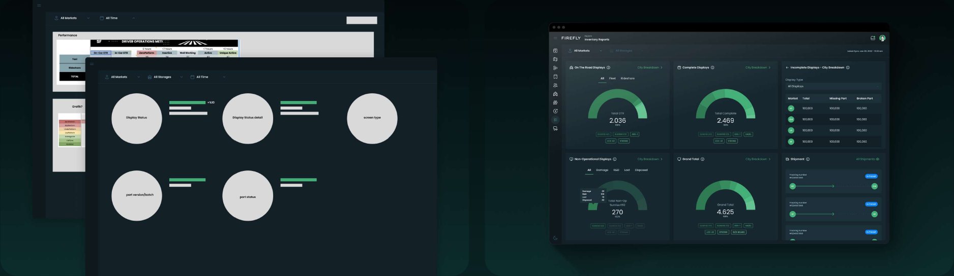 Wireframes next to the final visual design