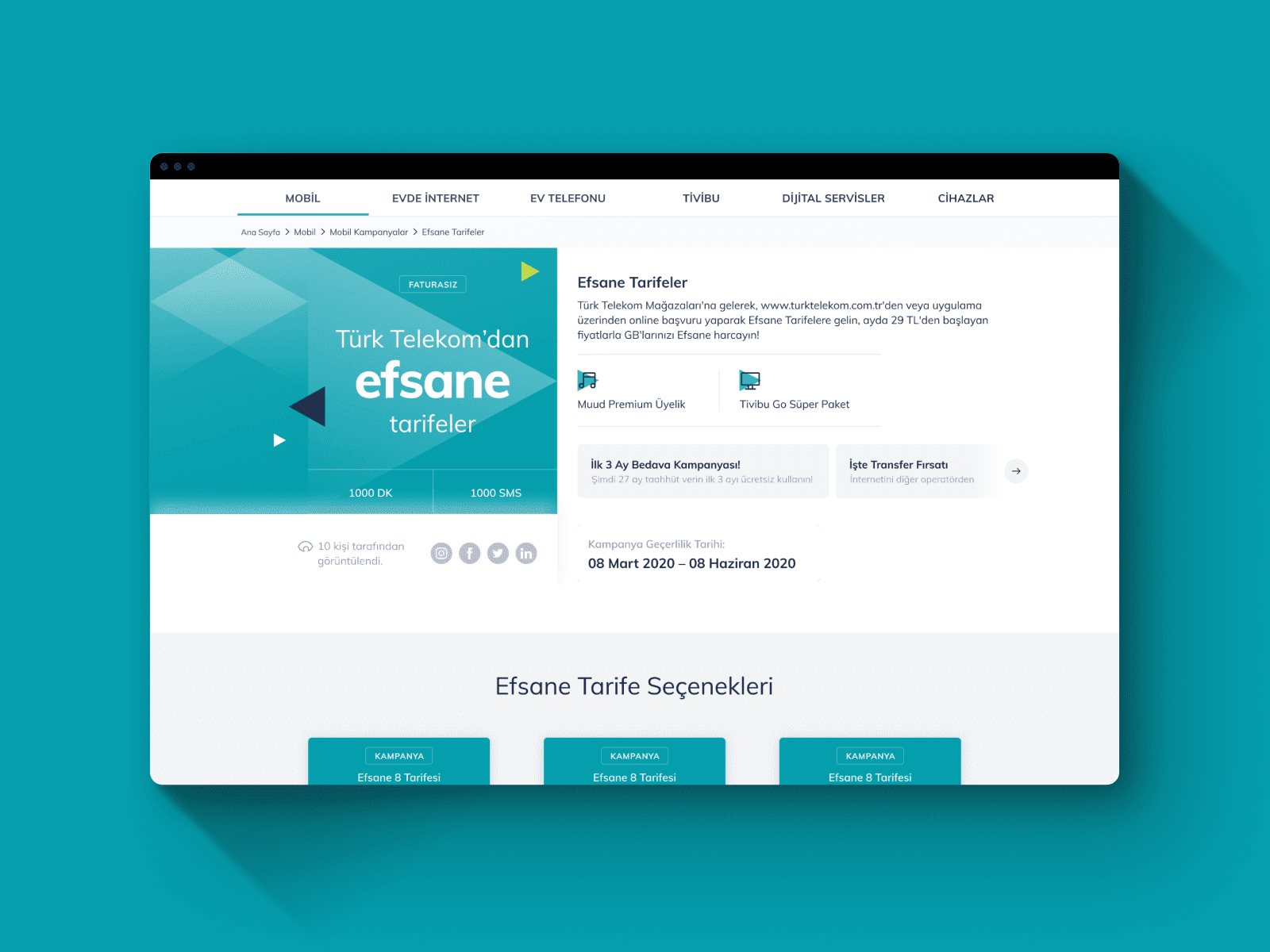 Redesigned Türk Telekom website